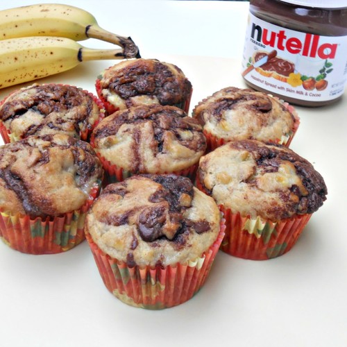 Przepis na muffiny z bananami, czekoladą i nutellą