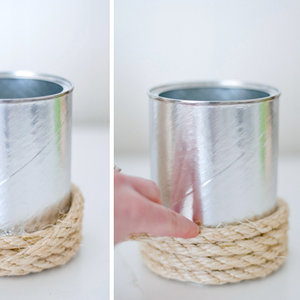 Owijamy puszkę sznurkiem – krok drugi